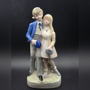 Porcelain Couple Figurine - Blue and Cream